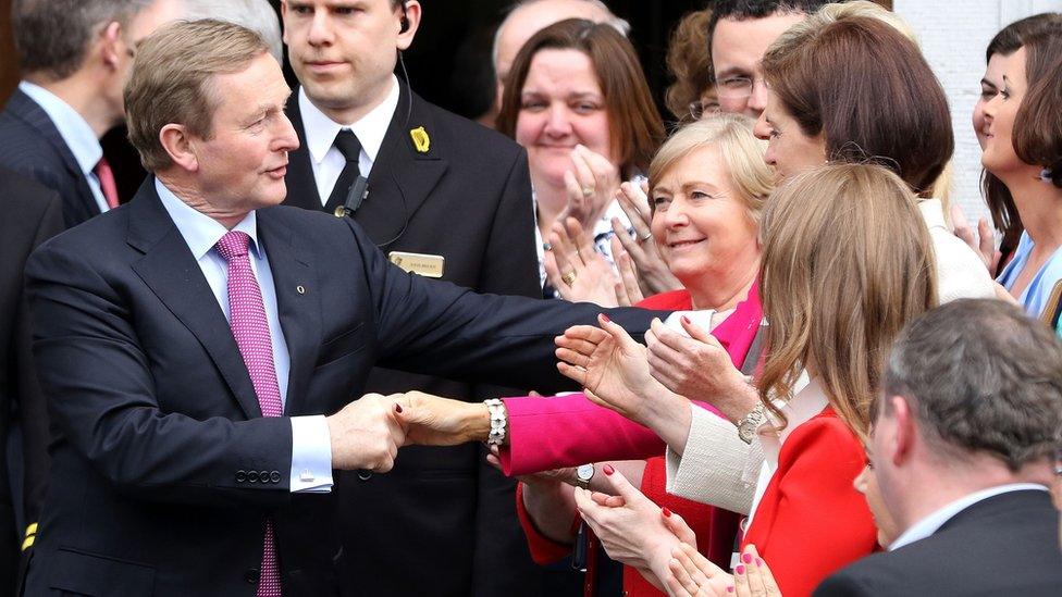 Enda Kenny was congratulated by his Fine Gael party colleagues after his re-election