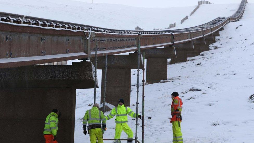 Work crew at funicular railway