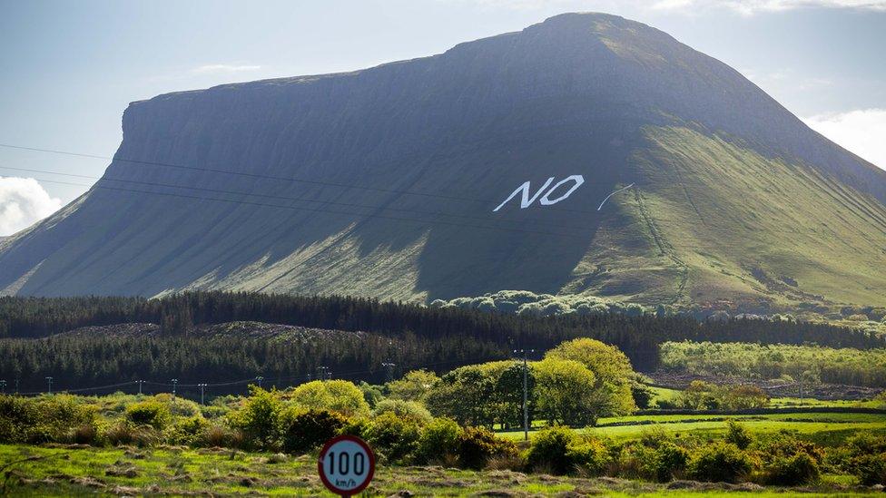 The 160ft slogan was erected on Ben Bulben on Thursday