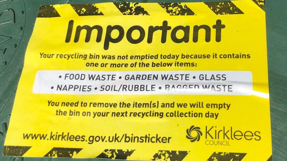 Label on green bin