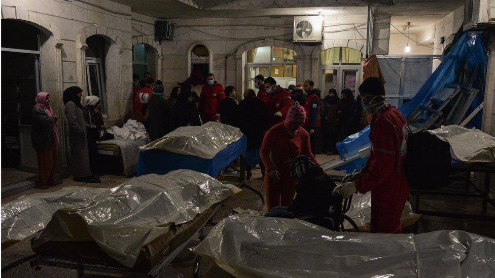 Room with dead bodies on bed in old people's home in eastern Aleppo, Wednesday 7 December 2016