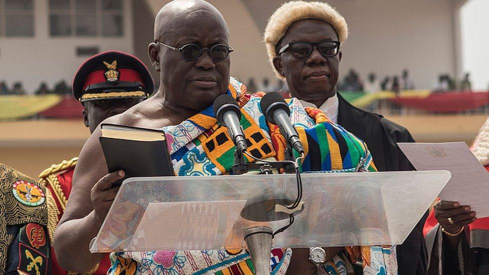 Nana Akufo-Addo being sworn in as Ghana's president