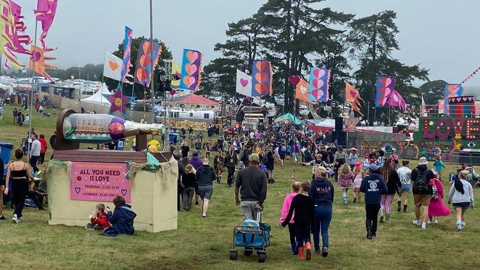 People arriving at Camp Bestival 2023