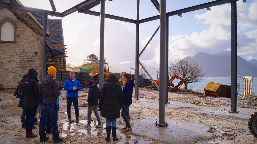 People at site of Raasay distillery