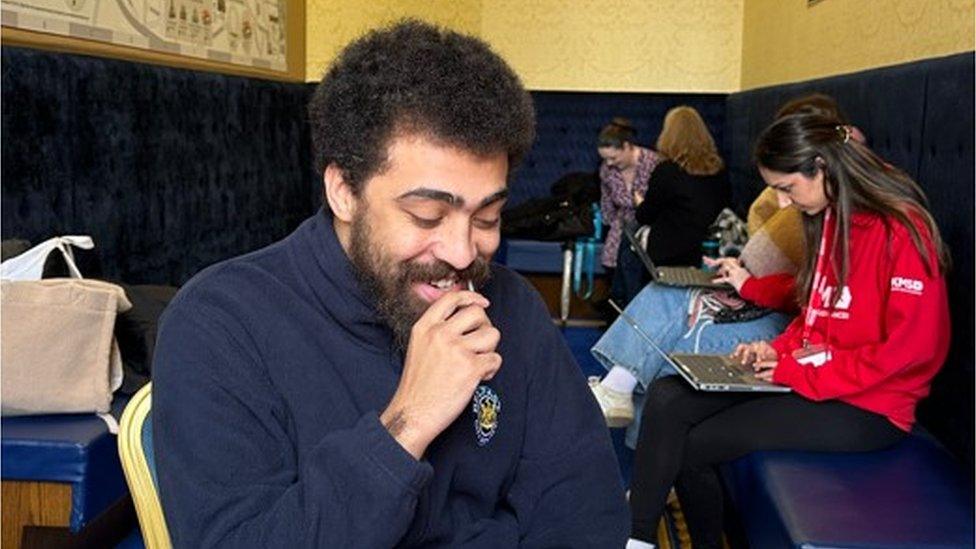 A man having a swab test taken