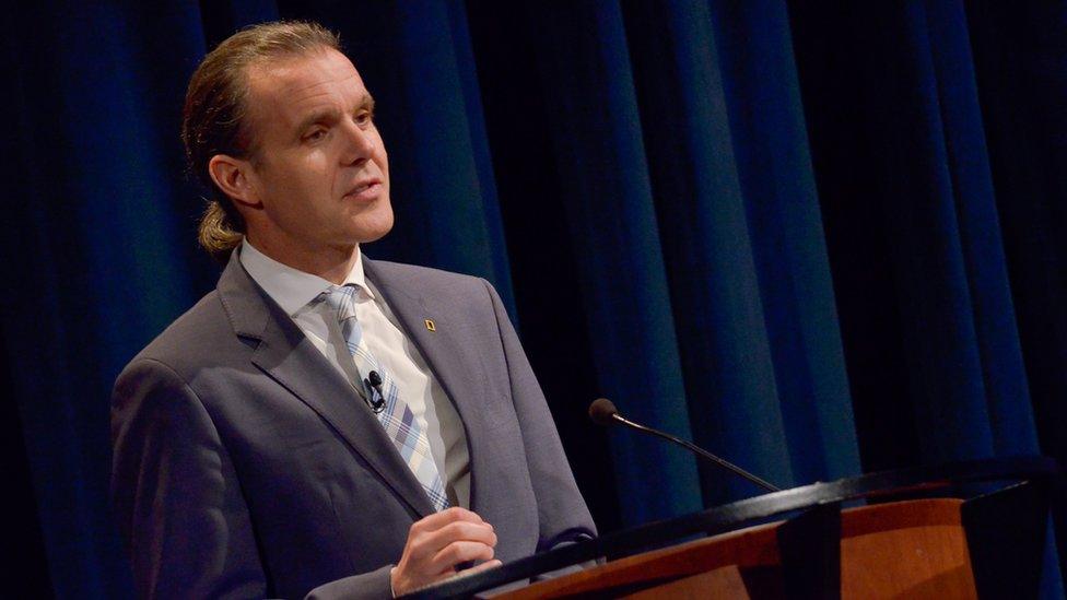 Doctor Enric Sala, National Geographic Explorer-in-residence, speaks during a panel discussion in Washington DC