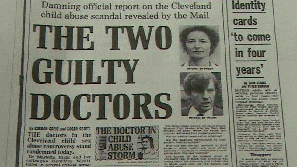 Frontpage of a newspaper with the headline lambasting the 'two guilty doctors