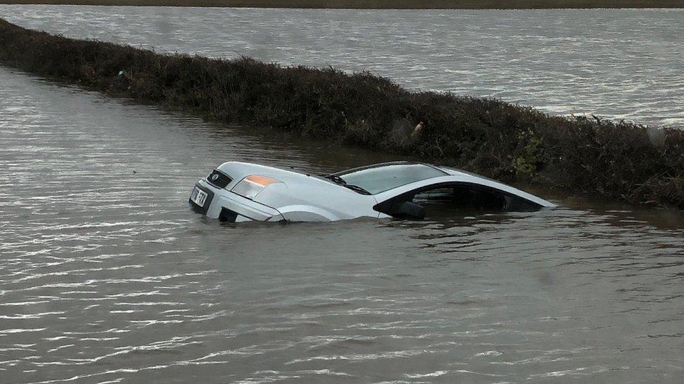 Sinking car