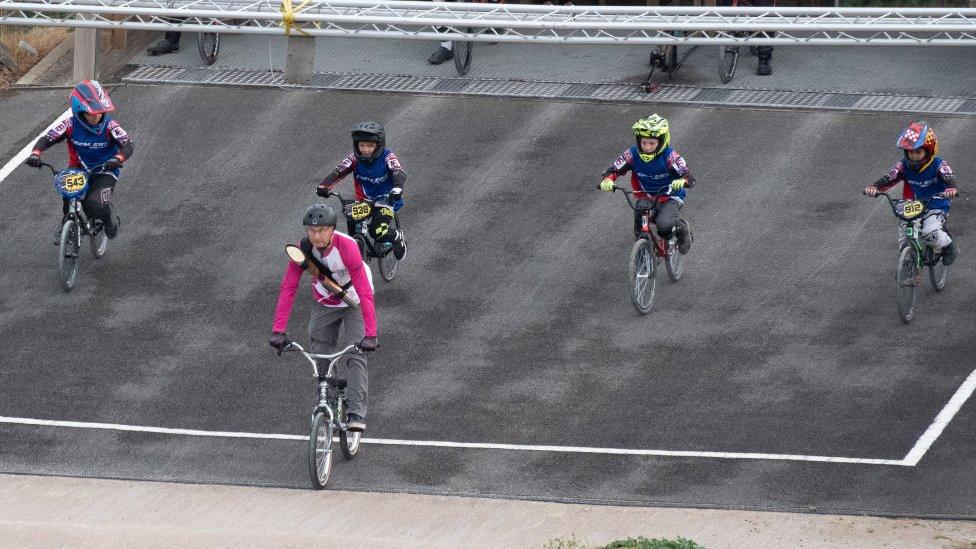 Stephen Rooke takes part in the Birmingham 2022 Queen's Baton Relay as it visits Redditch BMX Club