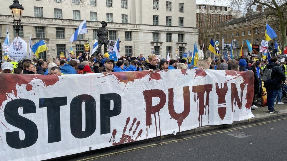 Protesters outside Downing Street