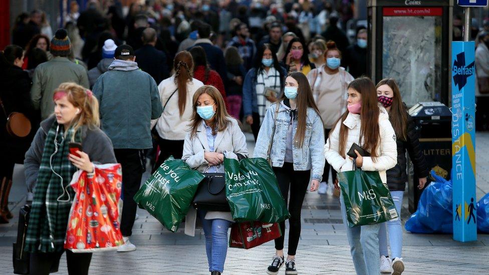 Belfast's Castle Lane was busy with shoppers on Sunday