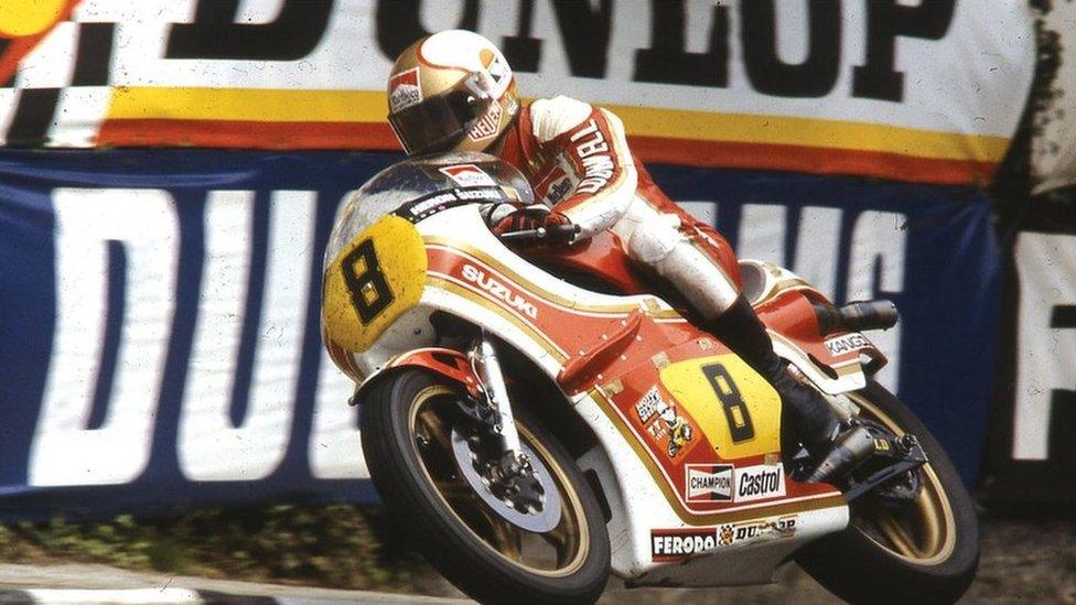 Mike Hailwood on the Suzuki