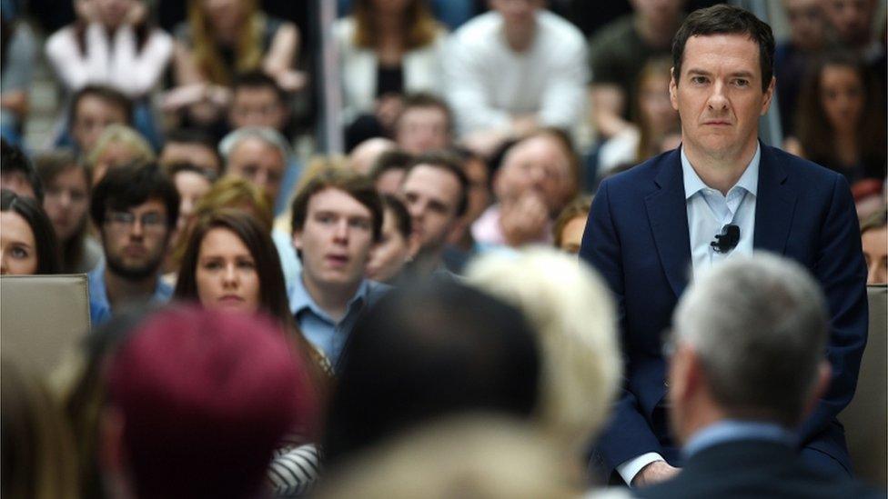 George Osborne listens to questions in Bournemouth