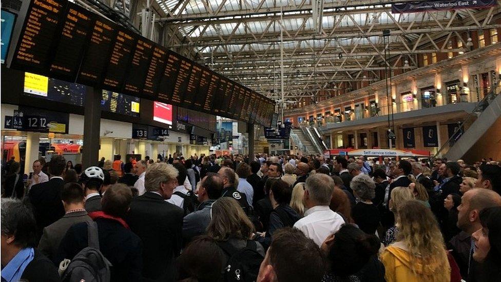 Commuters at Waterloo station