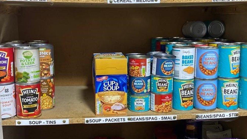 Food on shelves