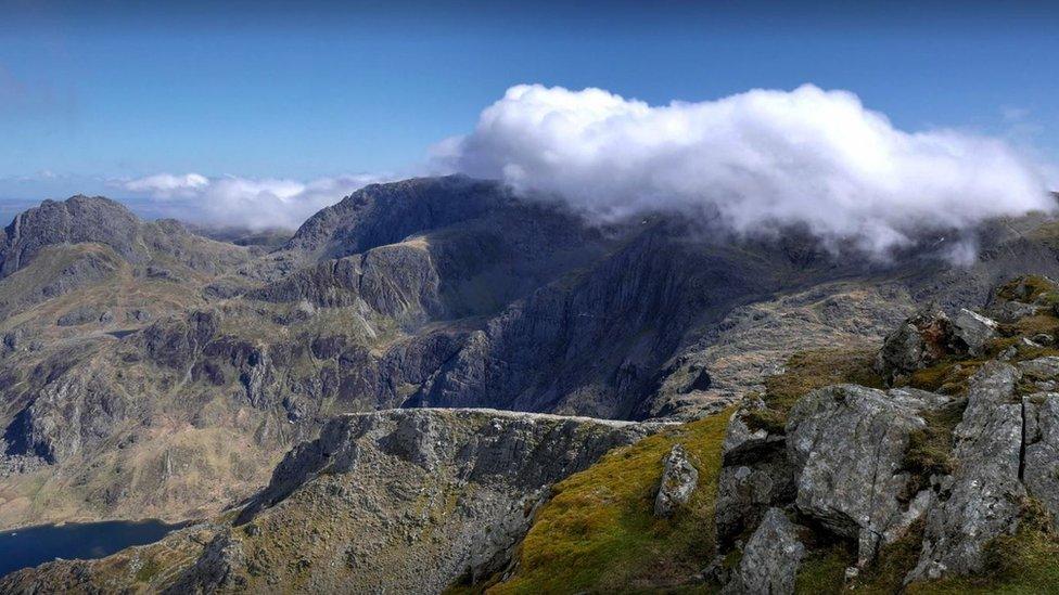 The Glyders from Y Garn, above the Ogwen Valley