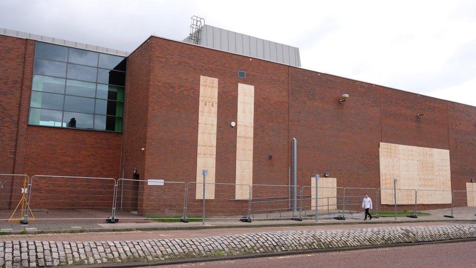 The boarded up leisure centre