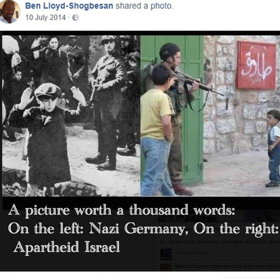 'Apartheid Israel' Facebook post