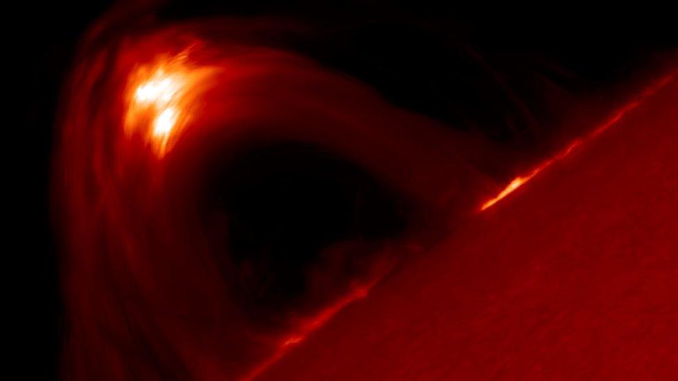 Fflachiad ar 10 Medi 2017 - uchder y dolenni yw tua 25,000km, dwywaith diameter y Ddaear