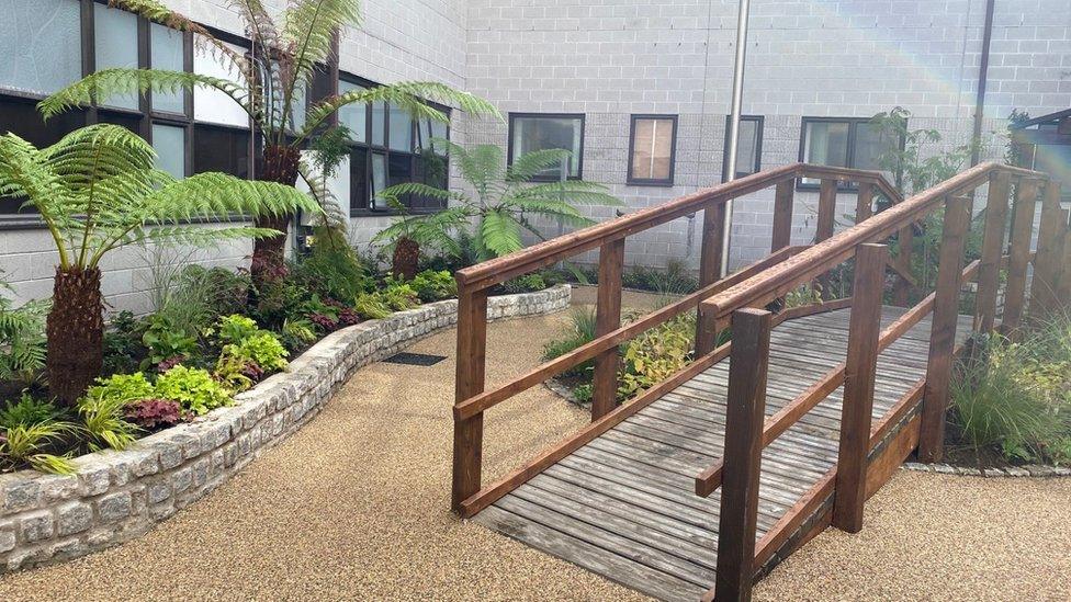 The 'healing garden' at The Royal Cornwall Hospital NHS Trust