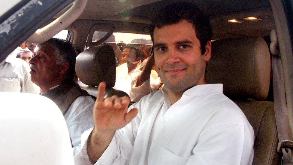 Congress leader and MP Rahul Gandhi during an election campaign rally at Muradnagar, on March 18, 2007 in Ghaziabad, India