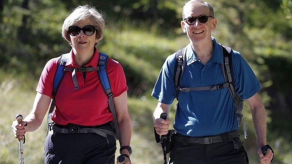 Theresa and Philip May during a walking trip to Switzerland in August 2016