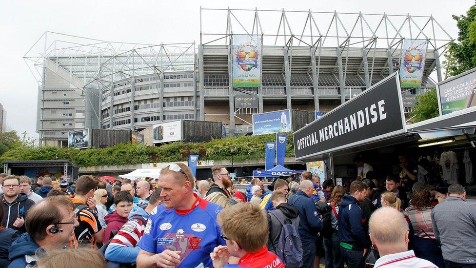 The fan zone outside Newcastle United's St James' Park before the Dacia Magic Weekend match