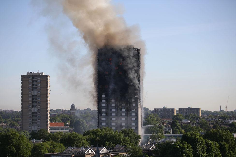 Grenfell tower on fire