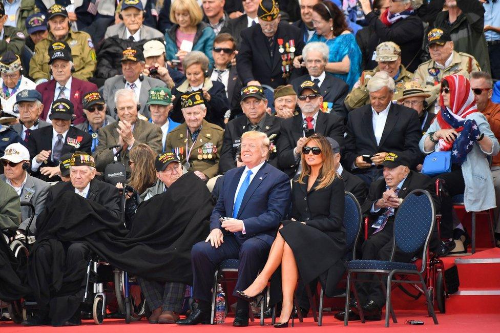 President Trump and First Lady Melania Trump in Colleville-sur-Mer in Normandy