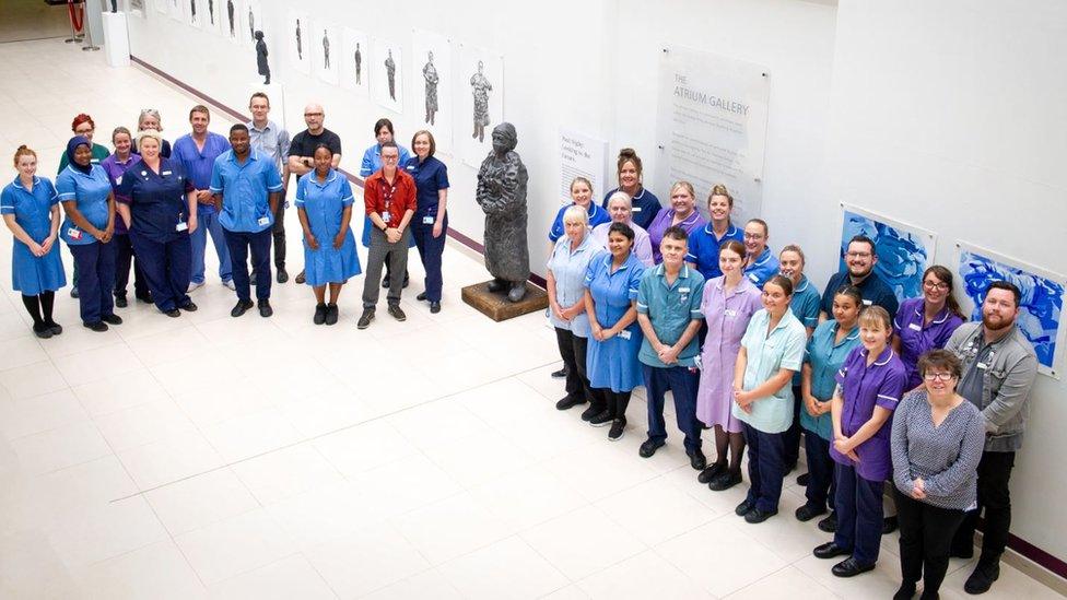 Hospital staff at the exhibition