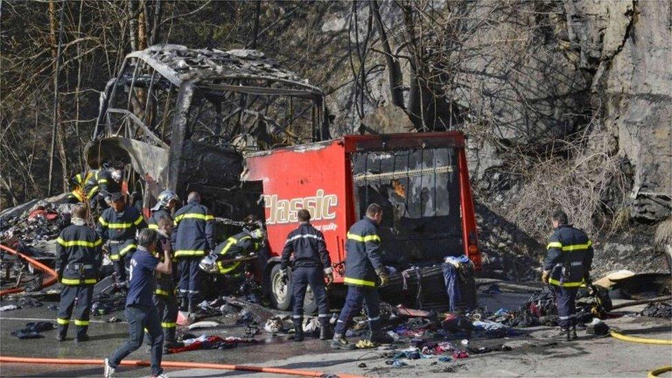 Scene of French Alps coach crash