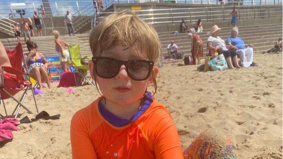 A child on Aberavon beach in Port Talbot