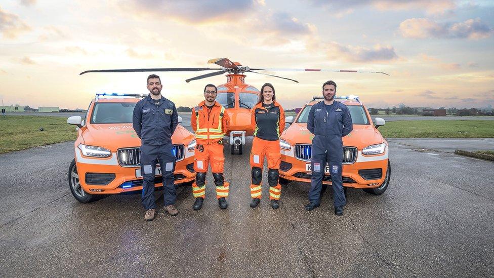 Magpas team with rapid response vehicles and air ambulance.