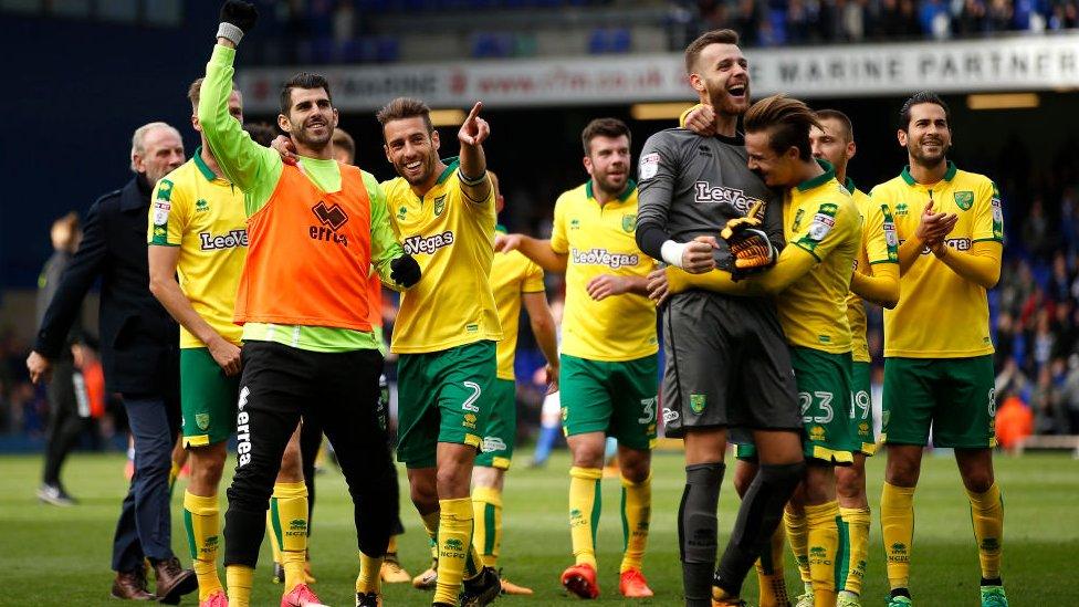 Norwich City players celebrate