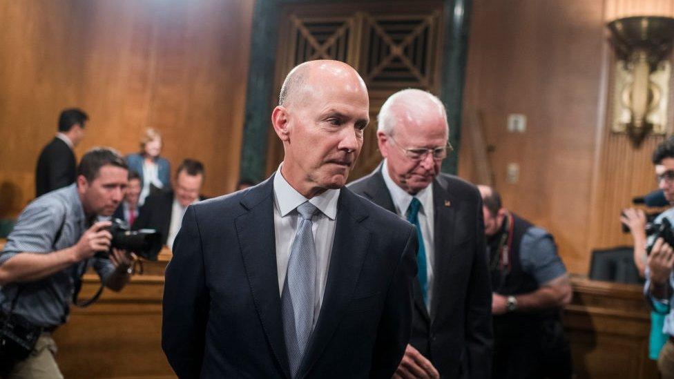 Richard Smith, CEO of Equifax, prepares to testify during a Senate Banking, Housing and Urban Affairs Committee hearing in Dirksen on the company's security breach on October 4, 2017