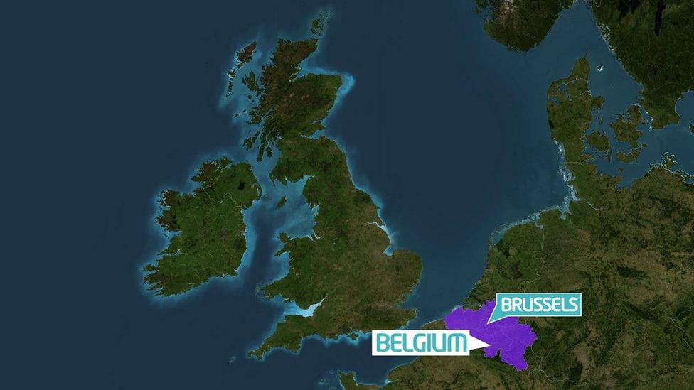 A map of the UK and Belgium