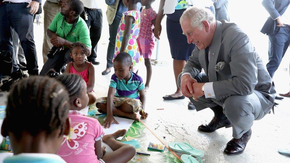 Prince Charles visiting hurricane survivors in Antigua