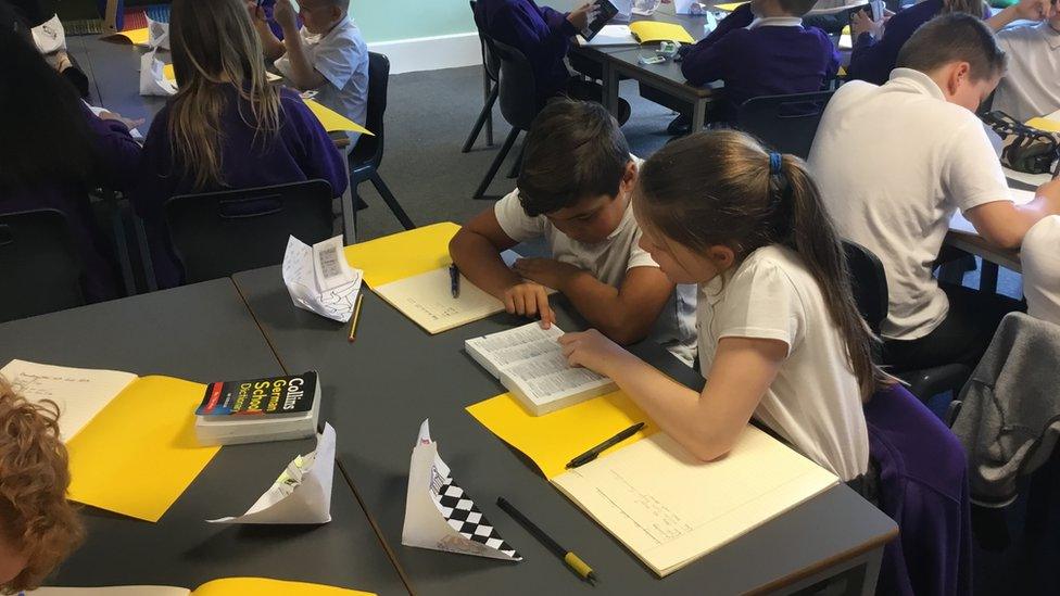 children learning German at a primary school in Warrington