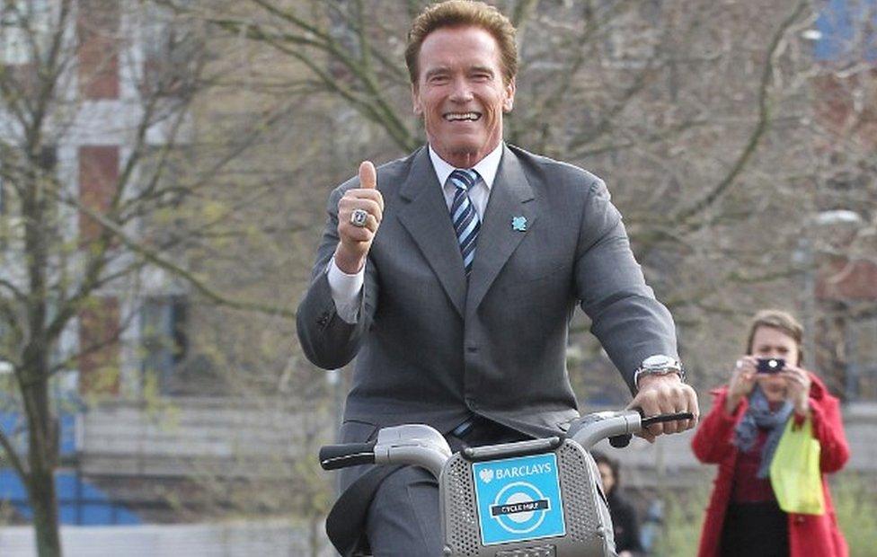 Arnold Schwarzenegger on bike