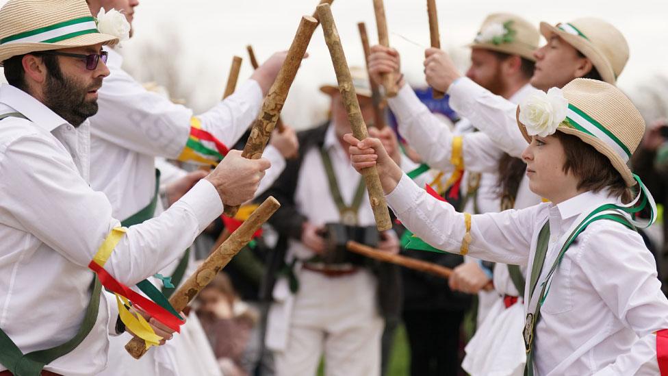 The White Rose Morris men performing, Whittlesey, 2024