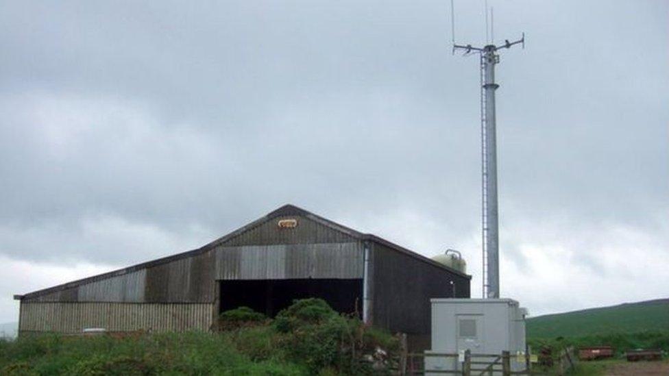 A phone mast serving the Gwaun Valley in Pembrokeshire