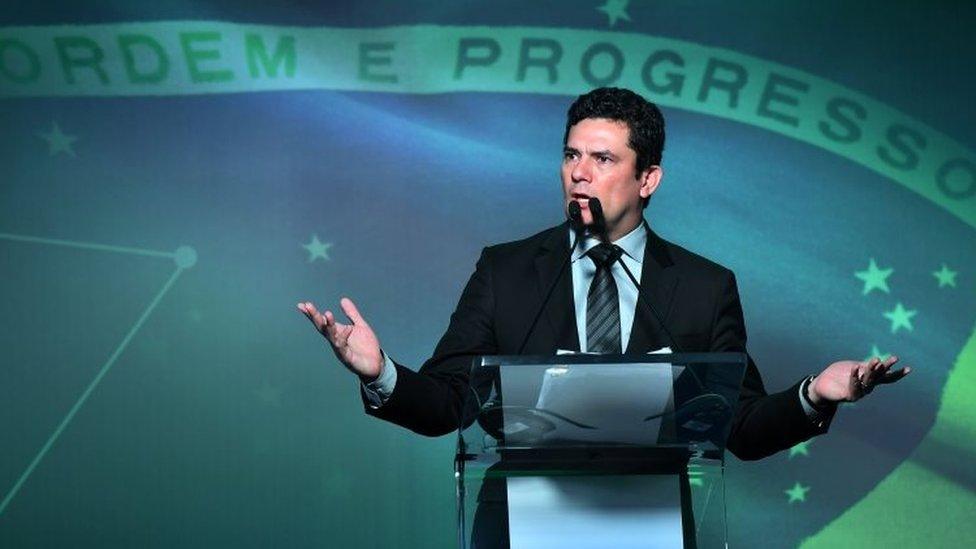 Brazilian Federal Judge Sergio Moro speaks during a Justice Forum in Sao Paulo, Brazil, on August 15, 2017