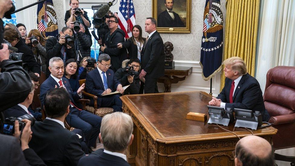 Vice Premier Liu He and President Donald Trump