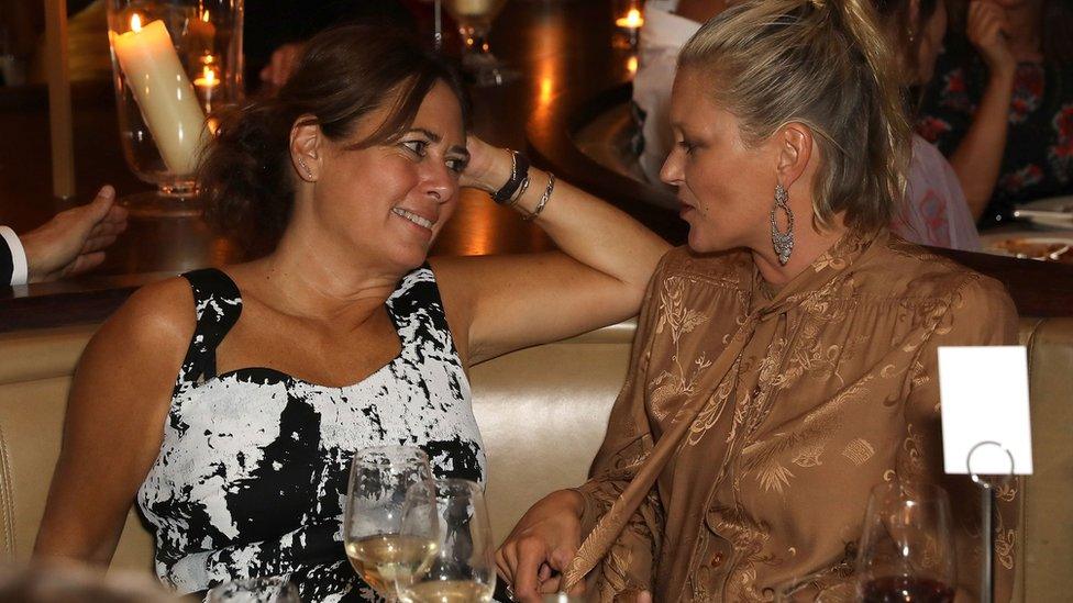 Alexandra Shulman and Kate Moss chat at a London dinner