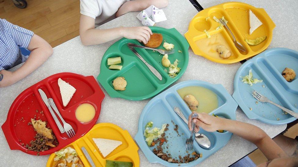 Photo from 2014 showing young pupils eating their lunch at Salusbury Primary School in north-west London.