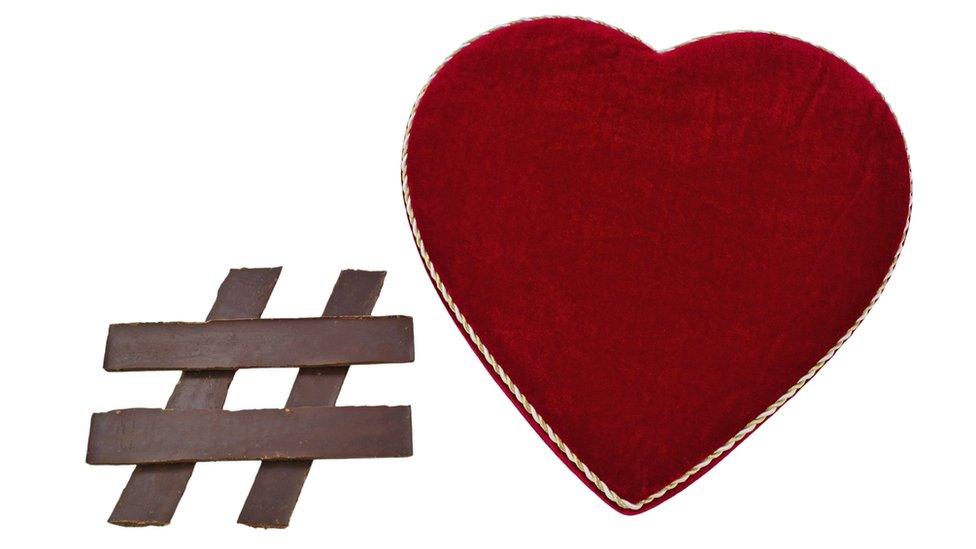 Twitter hashtag and heart