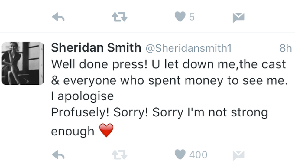 Sheridan Smith tweet