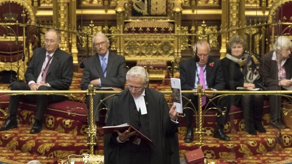 Norman Fowler, the Lord Speaker delivers the report to members in the Lords chamber