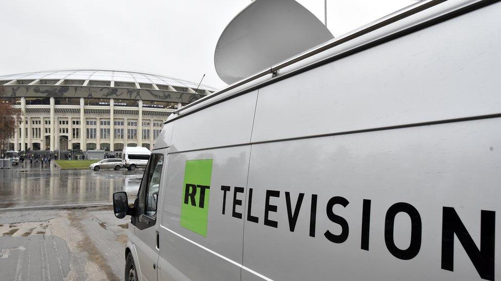 RT van outside Luzhniki stadium