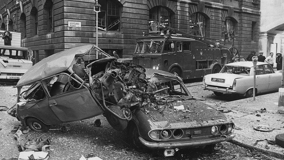 Aftermath of a Provisional IRA bombing in London in 1973